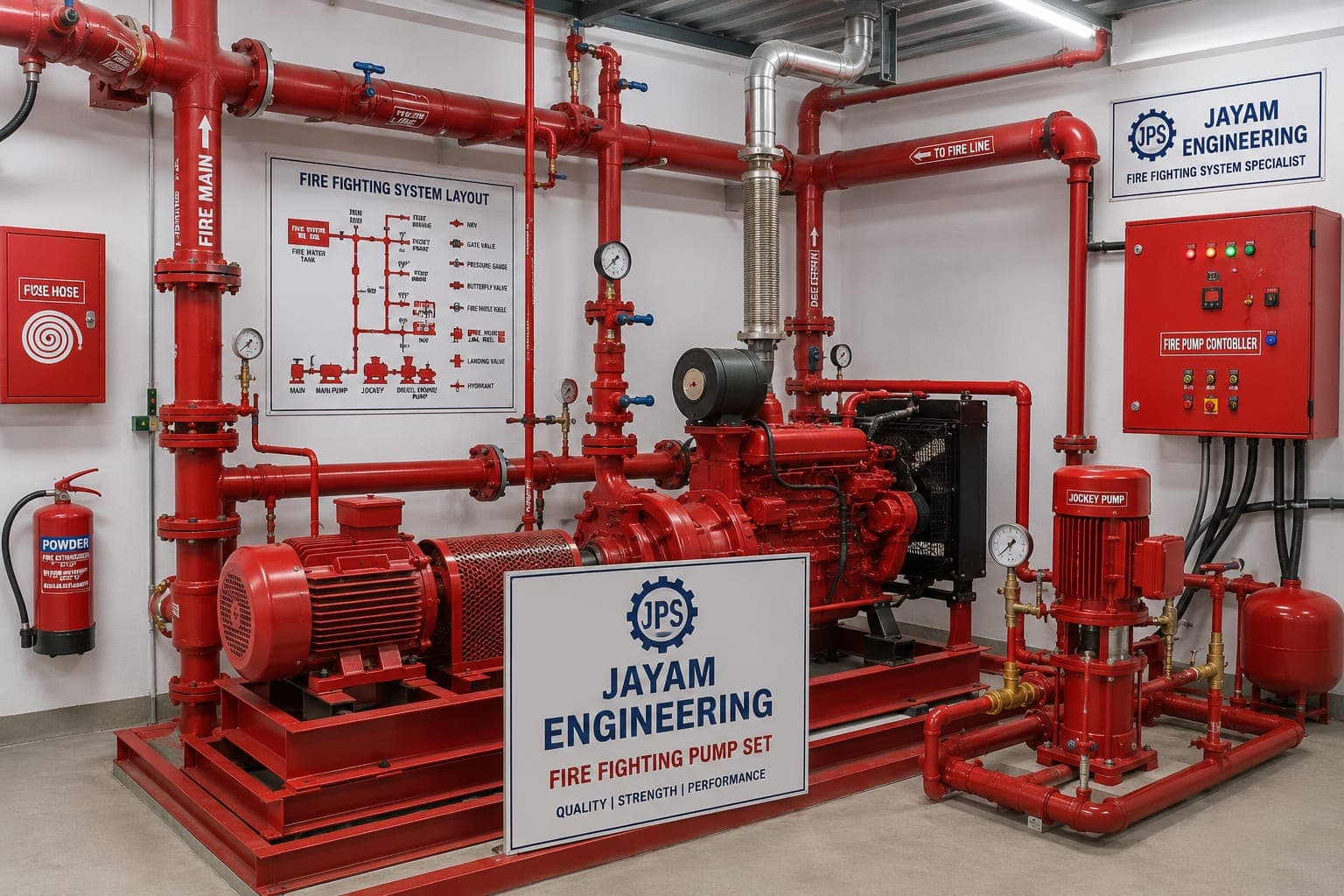 Fire-fighting pipeline installation work in an industrial facility
