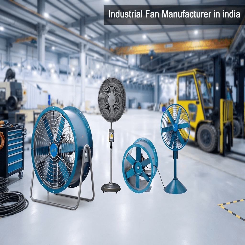 Industrial fan and airflow equipment in a factory environment